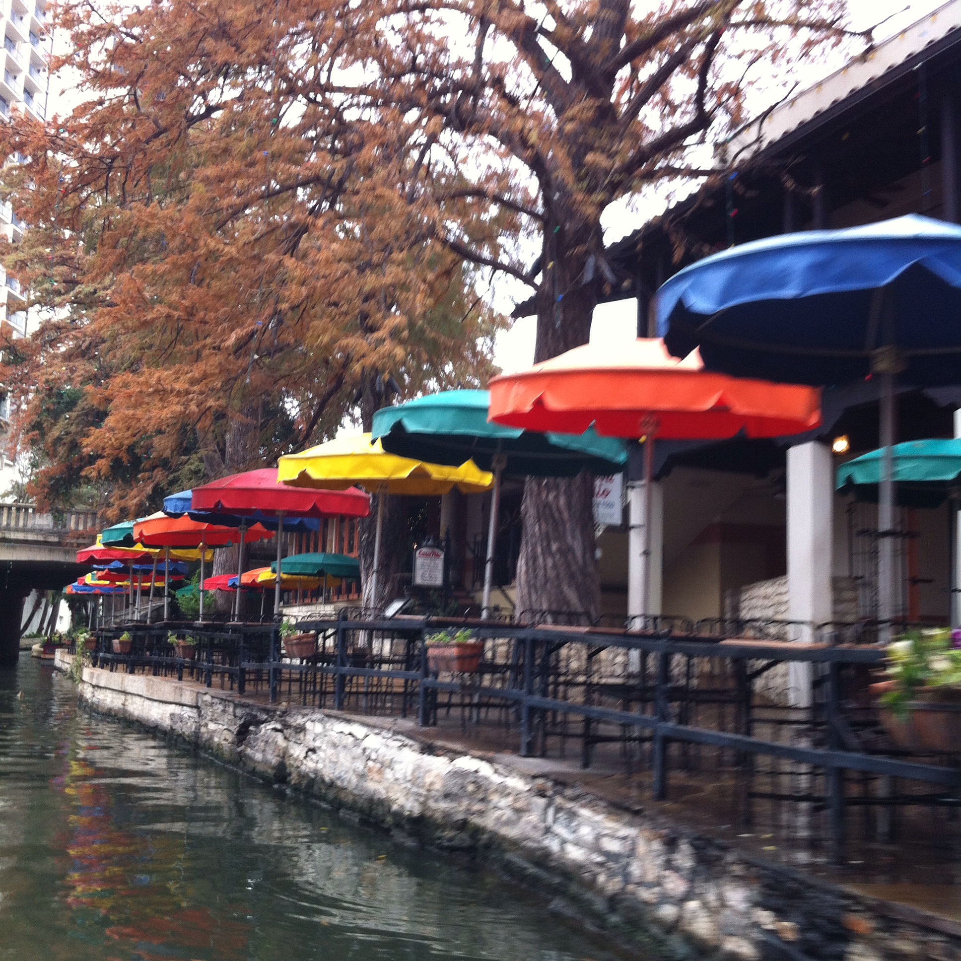 San Antonio riverwalk has a beautiful patio of colorful umbrellas outside Casa Rio which I saw during The Daring Way (TM) course